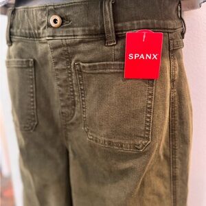 NWT Spanx Tuscan Olive Wide Leg Cropped Twill Pants